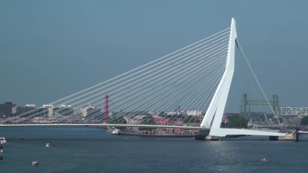 Κάτω Χώρες Ρότερνταμ Ρυμουλκό Σκάφος Που Ρίχνει Νερό Nieuwe Waterweg — Αρχείο Βίντεο