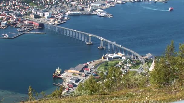 Lapso Tiempo Vista Verano Desde Cima Montaña Del Puente Tromso — Vídeos de Stock