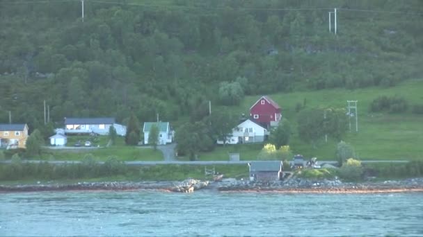 Norwegia Region Tromso Żeglarstwo Letni Dzień Przez Norweskie Fiordy Portu — Wideo stockowe