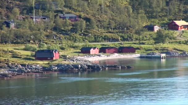 Norwegia Region Tromso Żeglarstwo Letni Dzień Przez Norweskie Fiordy Portu — Wideo stockowe