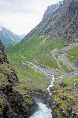 Travel destination Norway. Jostedalsbreen National Park - Waterfall - Europe travel destination Norway