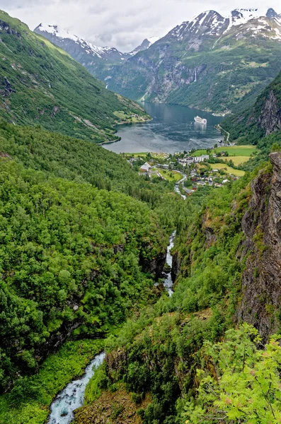 Panoramic view over Geirenger fjord in Norway - Travel destination North of Europe. 02.07.2012