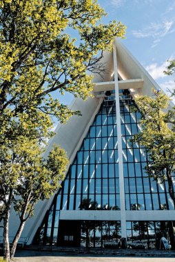 The Arctic Cathedral or Tromsdalen church, a landmark of Tromso, northern Norway, was completed in 1965. Tromso, Norway - 10th of June 2012