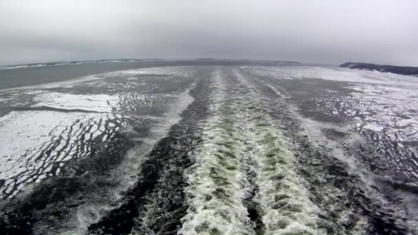 Sail Away Icy Gulf Finland Close Entrance Helsinki Port Landscape — Video