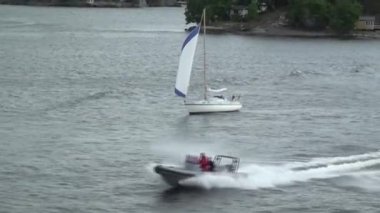 View of Baltic Sea - Sweden - Small boat sail away in Stockholm Archipelago - 9th of August 2012