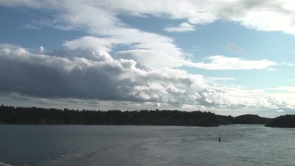View Baltic Sea Sweden Sail Away Stockholm Archipelago — стоковое видео