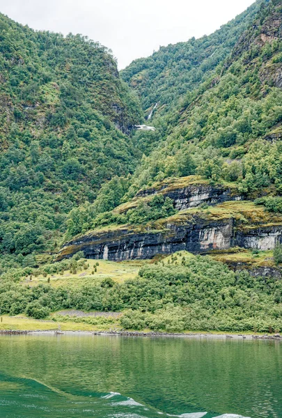 Destino Viagem Norte Europa Vista Aurlandsfjord Aproximação Flaam Noruega Bela — Fotografia de Stock