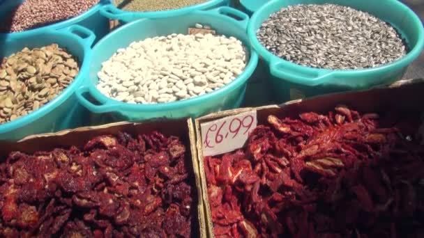 Talyan Güneşte Kurutulmuş Domateslere Yakın Çekim Akdeniz Gıda Geçmişi Cefalu — Stok video