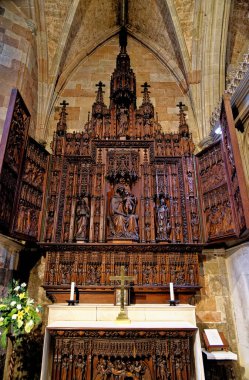 Worcester Katedrali Quire, oyulmuş koro tezgahları ve süslü kilise sıraları, Worcester, Worcestershire, İngiltere, Birleşik Krallık - 28 Ocak 2023.