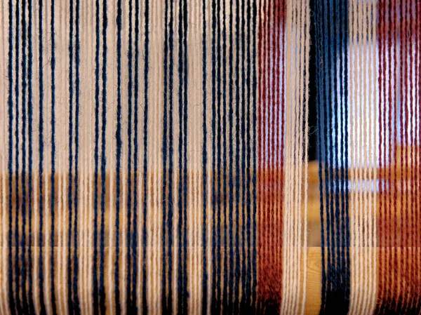 Detail Traditional Loom Colorful Yarn Yarn Weaving Loom Tudor House — Stock Photo, Image