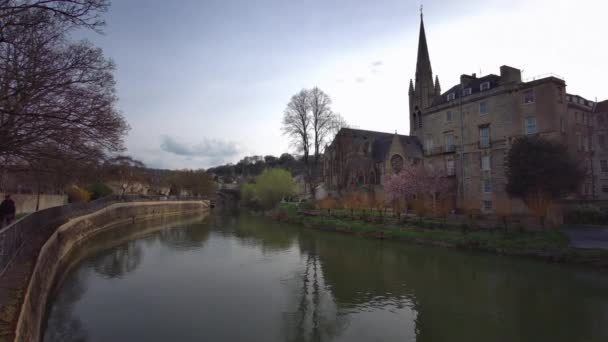 Destino Turístico Reino Unido River Avon Bath Somerset Inglaterra Abril — Vídeo de stock