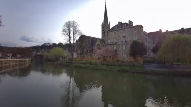 Destinație Călătorie Marea Britanie River Avon Bath Somerset Anglia Aprilie — Videoclip de stoc