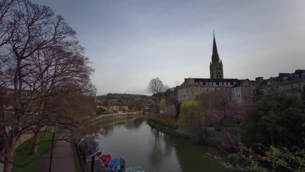 Seyahat Güzergahı Birleşik Krallık Bath Somerset Ngiltere Avon Nehri Nisan — Stok video