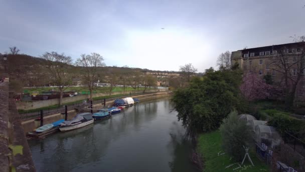 Destinație Călătorie Marea Britanie River Avon Bath Somerset Anglia Aprilie — Videoclip de stoc