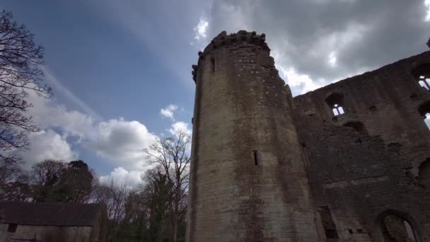 Castello Nunney Fossato Nel Villaggio Nunney Costruito Nel 1370 Sir — Video Stock
