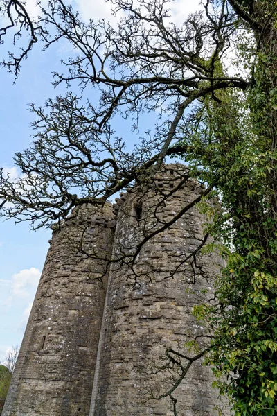 Zamek Nunney Fosa Miejscowości Nunney Wybudowany 1370 Roku Przez Sir — Zdjęcie stockowe
