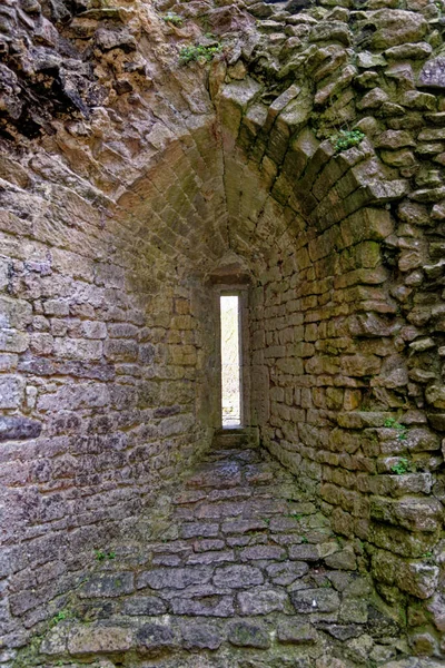Innenwände Von Nunney Castle Und Burggraben Dorf Nunney Gebaut Den — Stockfoto