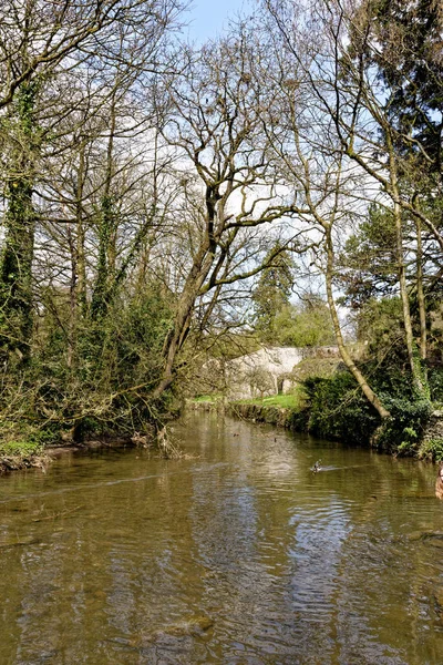 Река Мелс Нанни Деревня Нанни Сомерсет Англия Великобритания Апреля 2023 — стоковое фото
