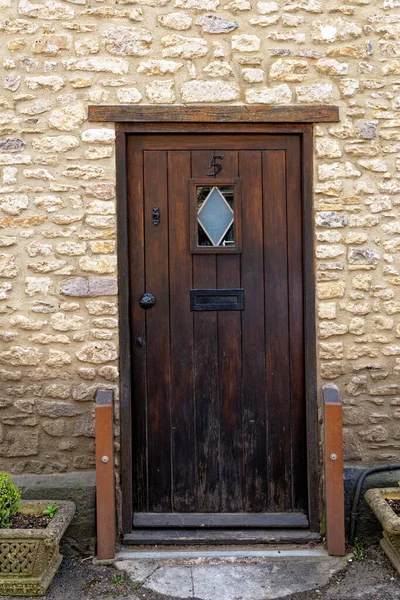 Porta Ingresso Della Vecchia Casa Nel Villaggio Nunney Una Giornata — Foto Stock