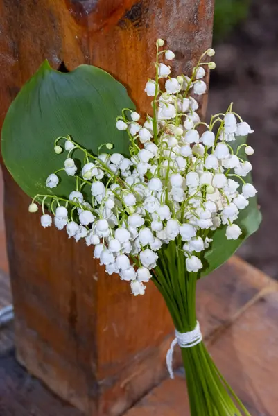 Lily Valley Bouquet Wedding Holiday Background Flowers Lily Valley Convallaria — Stock Photo, Image