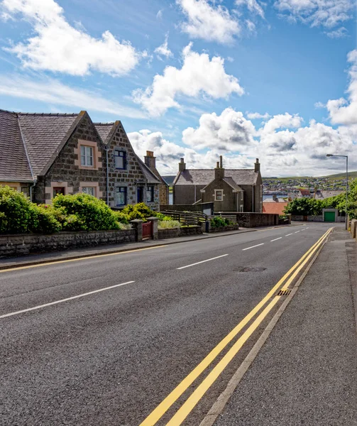 stock image Lerwick Town street scene, Shetland Islands, Scotland. Main town and port of the Shetland archipelago, Scotland - 18th of July 2012