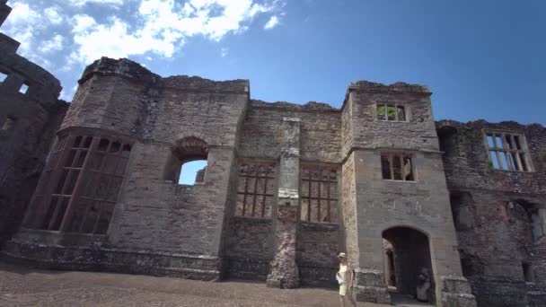 Ruins Medieval Raglan Castle Welsh Castell Rhaglan Monmothshire Wales United — Stock Video