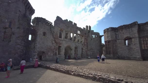 Ruinas Del Castillo Medieval Raglan Galés Castell Rhaglan Monmothshire Gales — Vídeo de stock