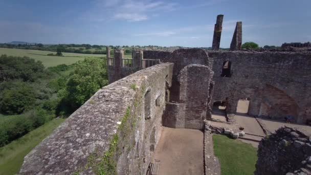 Ruinen Des Mittelalterlichen Raglan Castle Walisisch Castell Rhaglan Monmothshire Wales — Stockvideo
