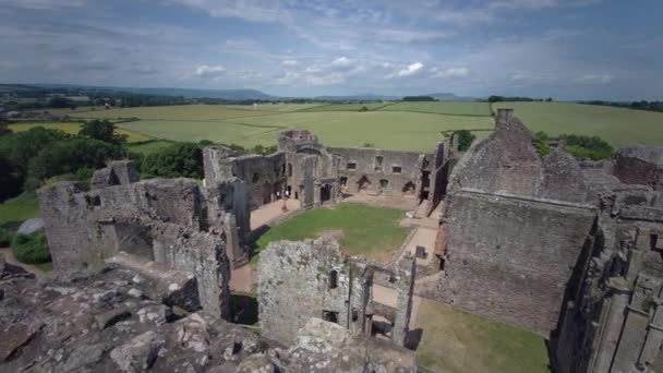 Ruiny Średniowiecznego Zamku Raglan Walijski Castell Rhaglan Monmothshire Walia Zjednoczone — Wideo stockowe