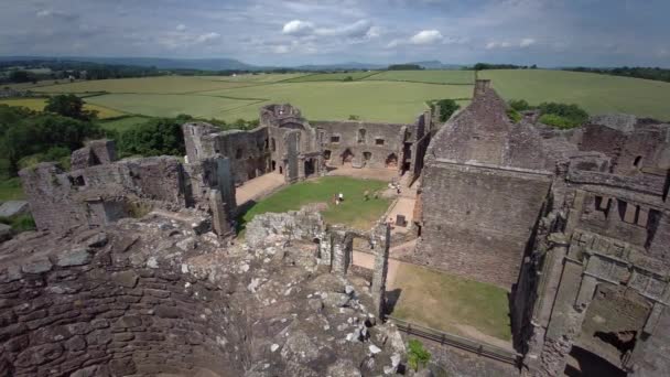 Ruines Château Médiéval Raglan Gallois Castell Rhaglan Monmothshire Pays Galles — Video