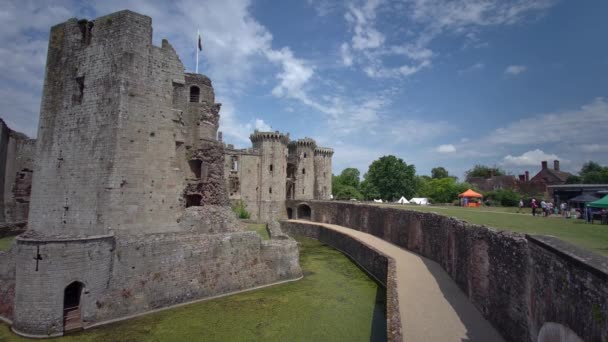 Ruïnes Van Het Middeleeuwse Raglan Castle Welsh Castell Rhaglan Monmothshire — Stockvideo