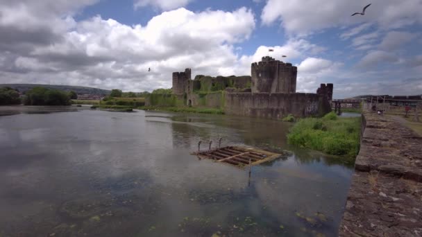 Castello Caerphilly Una Fortificazione Parzialmente Rovinata Risalente Xiii Secolo Caerphilly — Video Stock