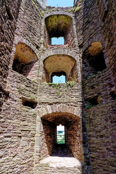 Interior Del Castillo Medieval Raglan Galés Castell Rhaglan Monmothshire Gales —  Fotos de Stock