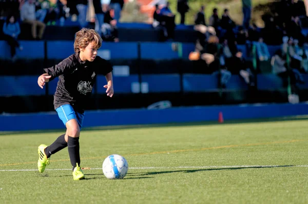 Malé Děti Teenageři Hrají Fotbal Fotbal Sport Alcanena Magistrát Portugalsko — Stock fotografie