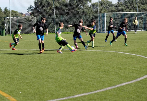 Malé Děti Teenageři Hrají Fotbal Fotbal Sport Alcanena Magistrát Portugalsko — Stock fotografie