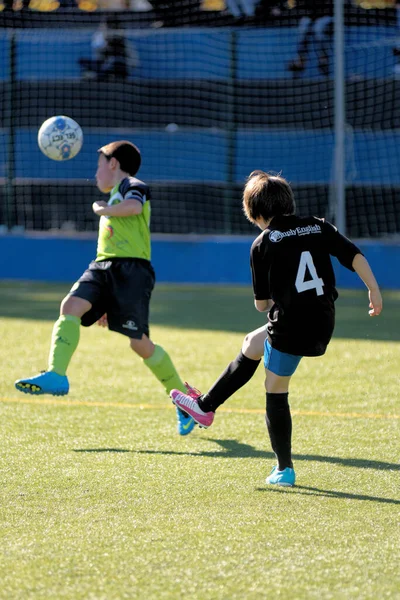 Crianças Tenra Idade Meninos Adolescentes Que Jogam Esportes Futebol Município — Fotografia de Stock