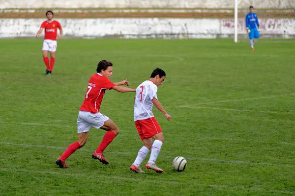 Young Amateur Men Playing Football Soccer Game Sports Alcanena Municipality — Stock Photo, Image