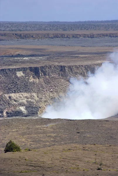 Rygning Kilauea Summit Lava Lake Hawaii Vulkaner National Park Unesco - Stock-foto