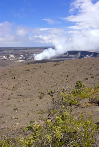 Fumar Kilauea Summit Lago Lava Parque Nacional Volcanes Hawai Patrimonio — Foto de Stock