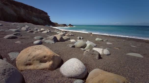 Přehled Playa Los Muertos Pláž Mrtvých Černá Sopečná Písečná Pláž — Stock video