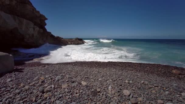 Огляд Плайя Лос Муартес Пляж Мертвих Чорний Вулканічний Піщаний Пляж — стокове відео