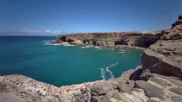 Barlangok Ajuy Tengerparti Falu Közelében Kanári Sziget Nyugati Partján Fuerteventura — Stock videók
