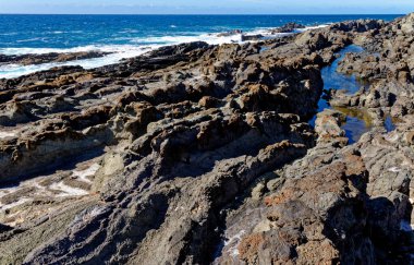 Piscinas Naturales Aguas Verdes. Aguas Verdes Playa del Valle, Fuerteventura, Kanarya Adaları, İspanya - 20.09.2023