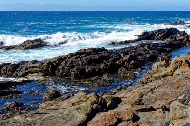 Piscinas Naturales Aguas Verdes. Aguas Verdes Playa del Valle, Fuerteventura, Kanarya Adaları, İspanya - 20.09.2023