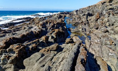 Piscinas Naturales Aguas Verdes. Aguas Verdes Playa del Valle, Fuerteventura, Kanarya Adaları, İspanya - 20.09.2023