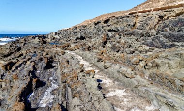 Piscinas Naturales Aguas Verdes. Aguas Verdes Playa del Valle, Fuerteventura, Kanarya Adaları, İspanya - 20.09.2023