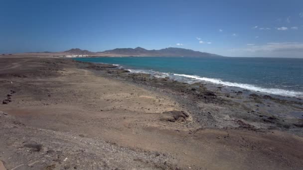Uitzicht Atlantische Oceaan Vanuit Punta Jandia Vuurtoren Faro Lola Fuerteventura — Stockvideo