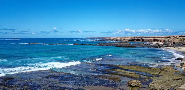 Playa de los Ojos 'un Arieal Manzarası - Los Ojos Sahili - El Puerto de la Cruz, Peninsula Jandia, Fuerteventura, Kanarya Adaları, İspanya - 21.09.2023