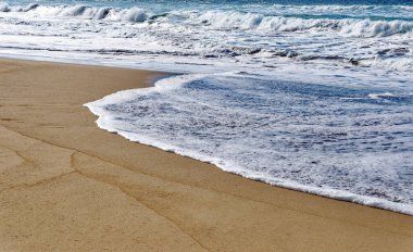 Seyahat Varış Yeri - Güney batı kıyısı manzarası - Playa de Cofete, Jandia yarımadası, Fuerteventura, Kanarya Adaları, İspanya - 21.009.2023