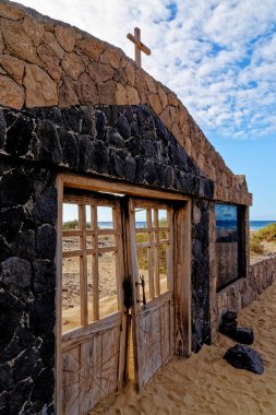 Playa de Cofete sahilindeki Coffee Mezarlığı, Jandia yarımadası, Fuerteventura, Kanarya Adaları, İspanya - 21.009.2023